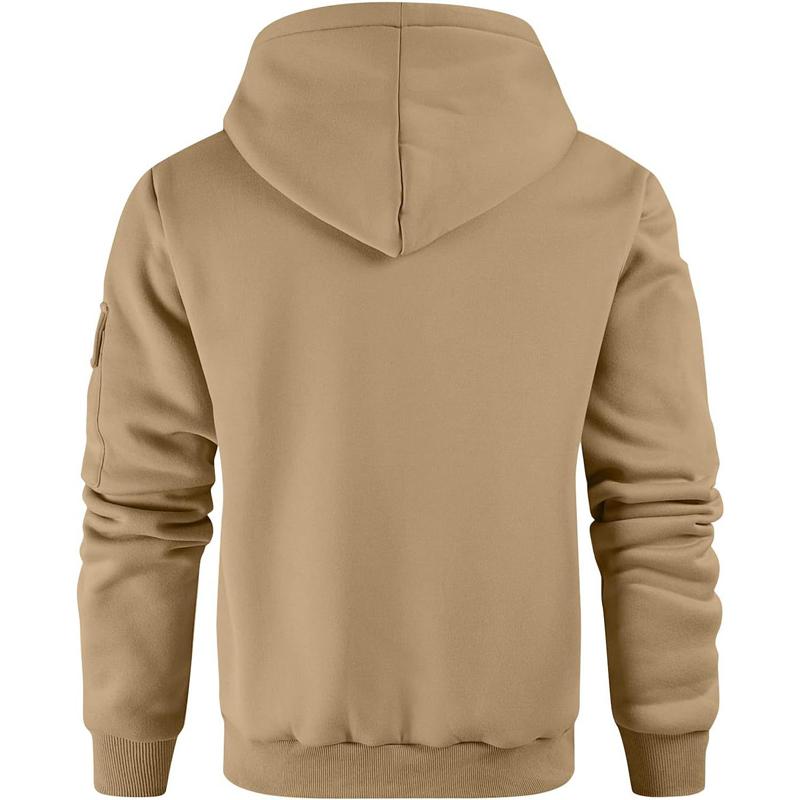 Men's Fleece Hooded Hoodies Long Sleeve Casual Sportswear with Multiple Pockets Autumn Winter Comfortable Sweatshirts