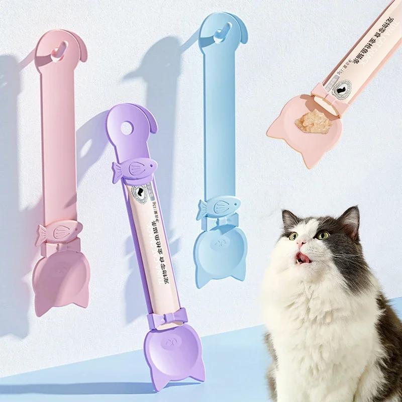 Cat Squeeze Feeder Spoon For Liquid Food Puree Strip Snack Dispenser Pet Feeding Tool Easy Use Supplies Churu Tube Helper