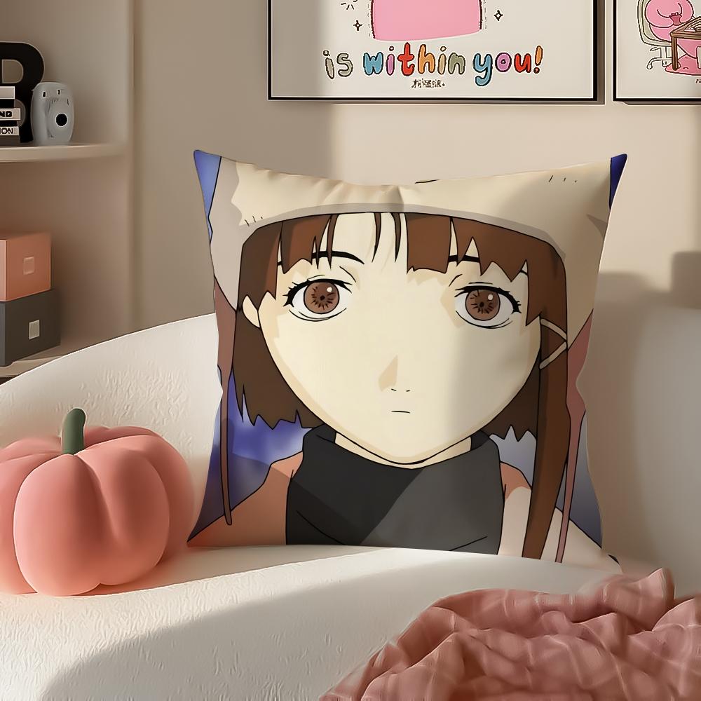Anime Serial Experiments LLain Anime Movie Cushion Cover Pillowcase Short Plush Invisible zipper Room Sofa Cushion Cover