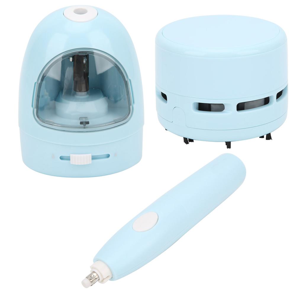 Pencil Sharpene Automatic Blue Small Portable Stationery Set for Clean Desk Sharpen Eliminate Pen