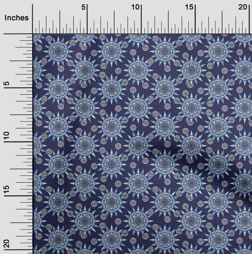 oneOone Cotton Flex Blue Fabric Asian Block Sewing Fabric by The Yard Printed DIY Clothing Sewing Supplies 40 Inch