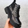 Winter 2024 New Business Velvet Warm Boots Men's Round Head Fashion British Versatile Soft-soled Locomotive Leather Shoes