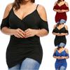 Fashion Womens Plus Size Cutout Asymmetric Cold Shoulder T-shirt V-Neck Tops
