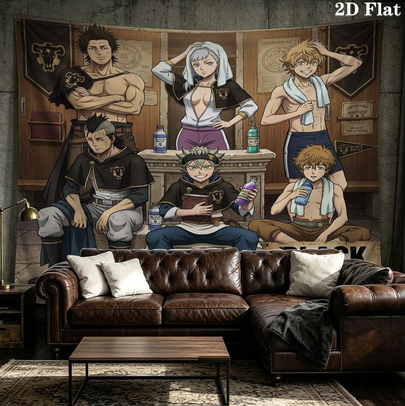 Black Clover Gobelin Ścienny Estetyczny Wiszący na Ścianę Tkanina Drukowana Koc Dekoracyjne Gobeliny Do Sypialni Salonu Wystrój Domu