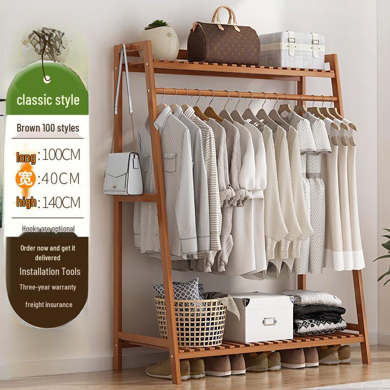 Freestanding Solid Wood Clothes Rack and Hanger