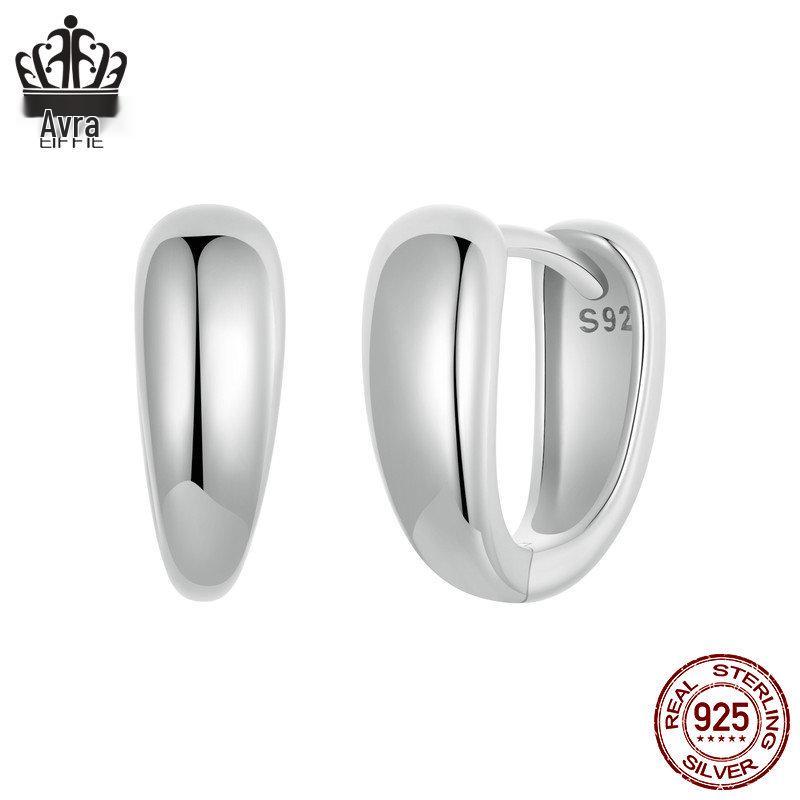 Aifle Daily Contrast Color Double Ring Earrings - S925 Sterling Silver Plated Platinum Jewelry for Women