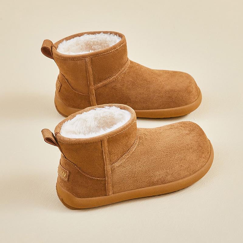Women's Winter Warm Mini Snow Boots Fuzzy Faux Suede Walking Shoes for Women Casual Anti-Slip Comfortable Platform Short Booties With Faux Fur Lined