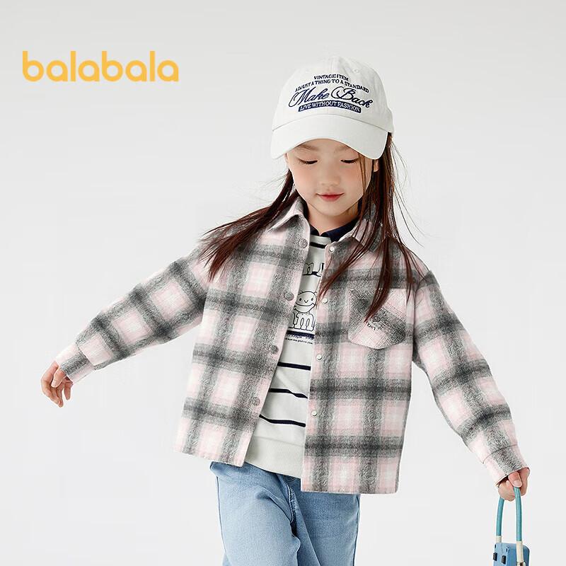 Balabala Girls Plaid Padded Shirt-Style Jacket 165