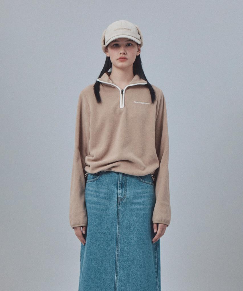 REST&RECREATION Fleece Half Zip-Up - Beige