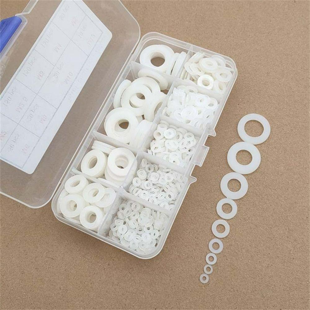 780Pcs White Nylon Washers Round Flat Washers Assortment Kit Plastic Washers Spacers  Machinery