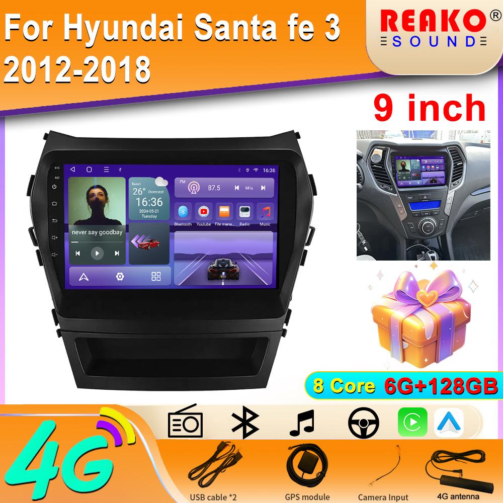 2 Din Android Car Radio Multimedia Player For Hyundai Santa Fe 3 2012-2018 Stereo CarPlay Wireless Gps Tracker Head Unit