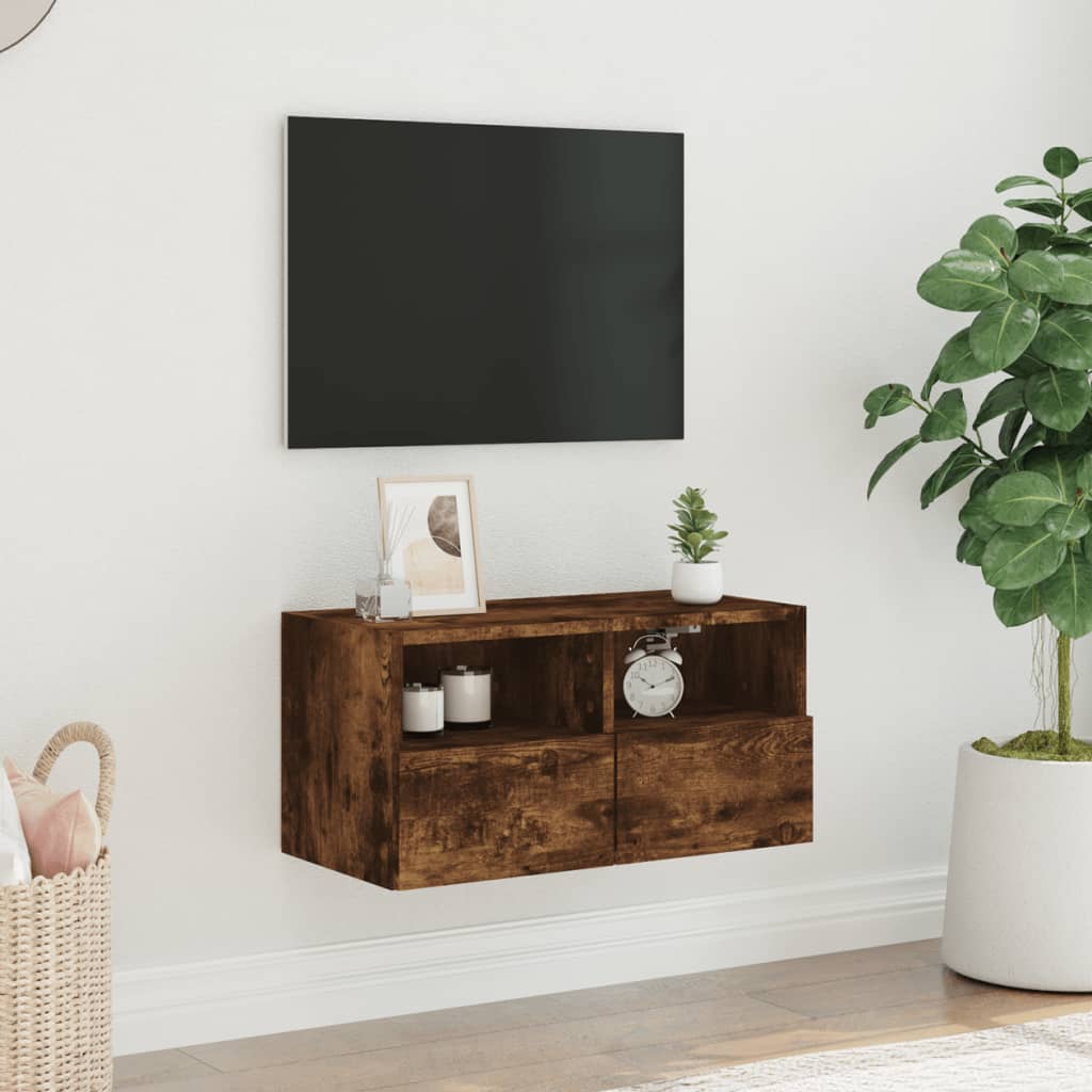 Vidaxl Ścienna Szafka Tv, Przydymiony Dąb, 60X30X30 Cm