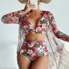 1011 new European and American high-end fashion and sexy multi-color printed bikini BIKINI three-piece women's swimsuit