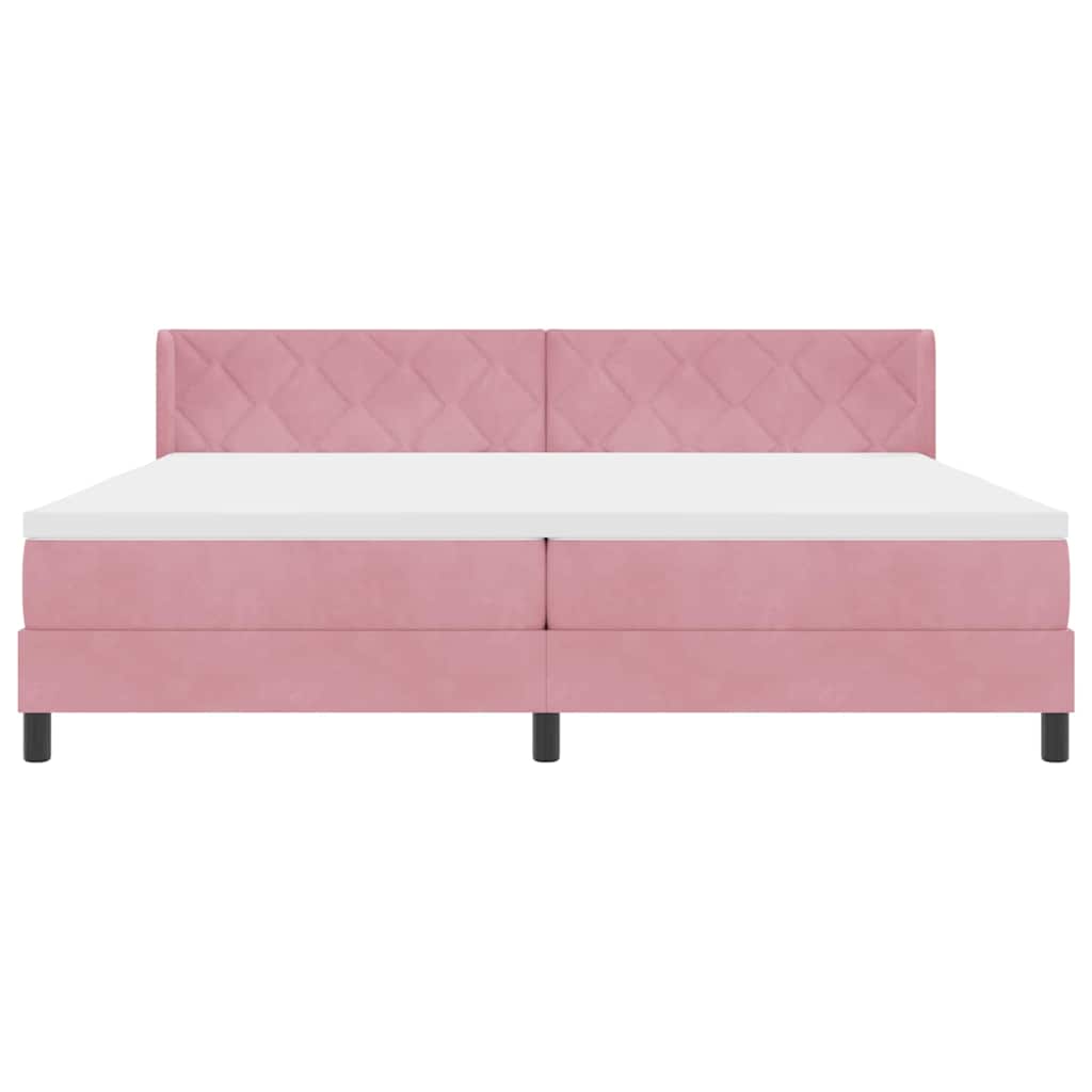 Box Spring Bed with Headboard Pink 200 x 200 cm Velvet