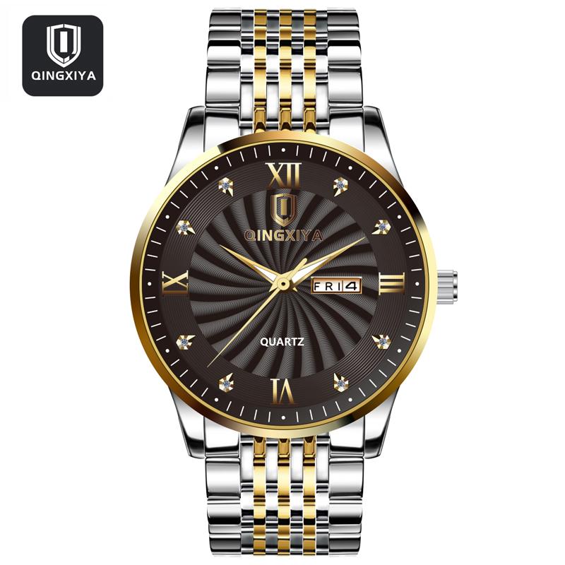 QINGXIYA Top Brand Watch Men Stainless Steel Business Date Clock Waterproof Luminous Watches Mens Luxury Sport Quartz Watch