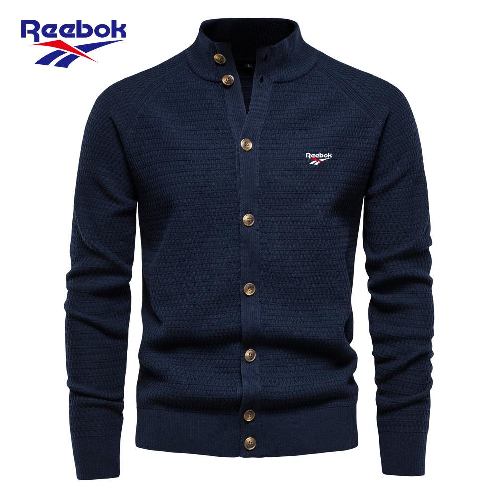 

Reebok 2026 Embroidered Autumn and Winter New Trend Solid Color Cardigan Men s Sweater Business High-quality Sweater Knitted Sweater S