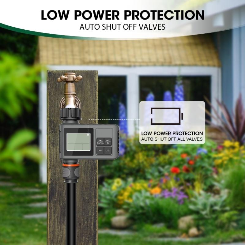 Automatic Plant Watering Timer Adjustable Duration And Intervals IPX5 Waterproof Rain Sensor For Yard Patio Gardens