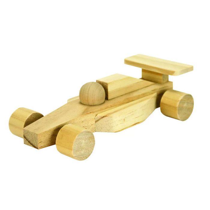 Voiture de course - Formule 1 - Bois - A décorer - Loisirs créatifs - 16,5x8,5x4,5cm