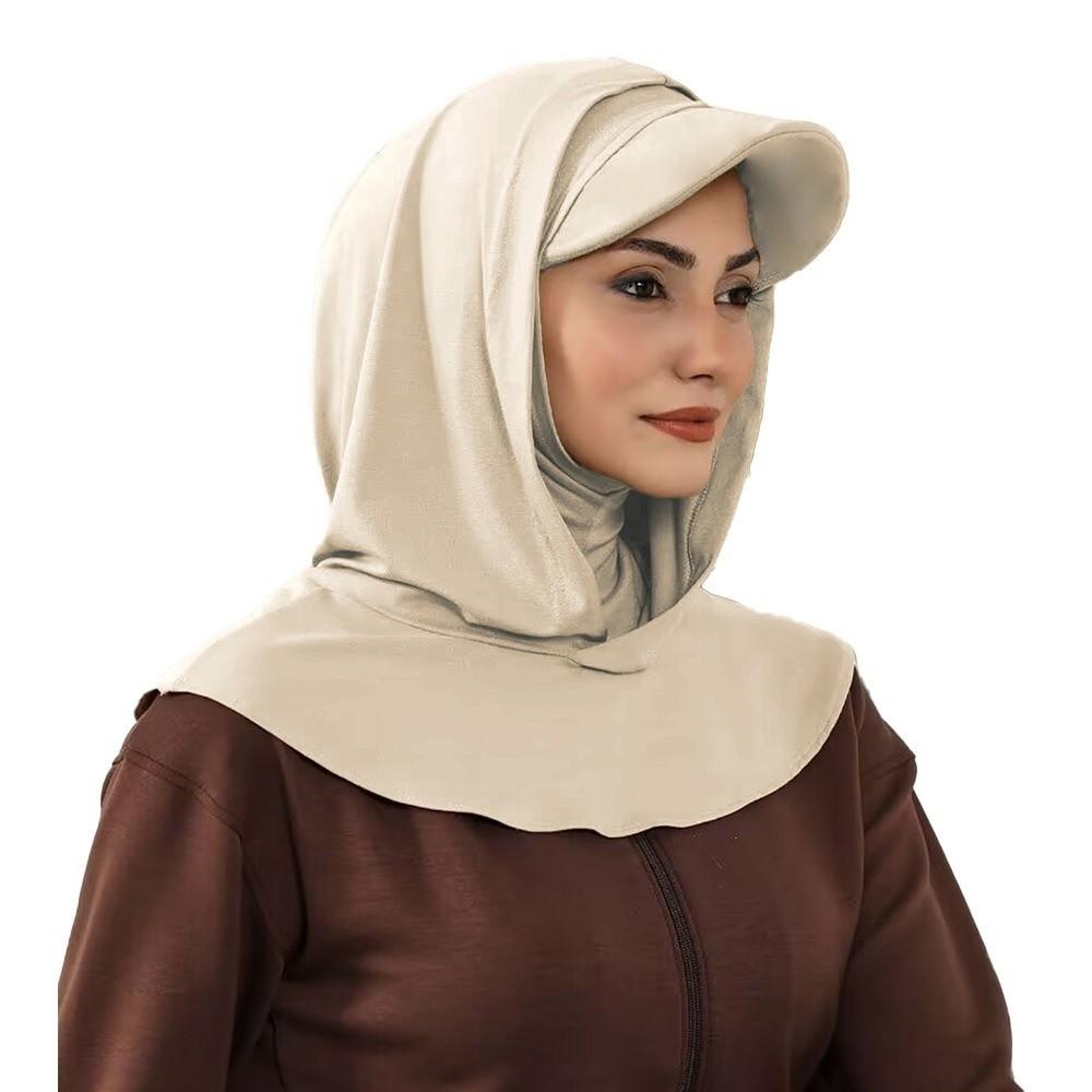 Premium Full Coverage Bonnet Hijab Double Layer Ready To Wear Muslim Turban Cap Women's Head Hood Fashion Solid Color