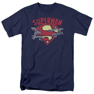 DC Comics - Superman - Quebrando Correntes - Camiseta Infantil Manga Curta Unissex - Azul