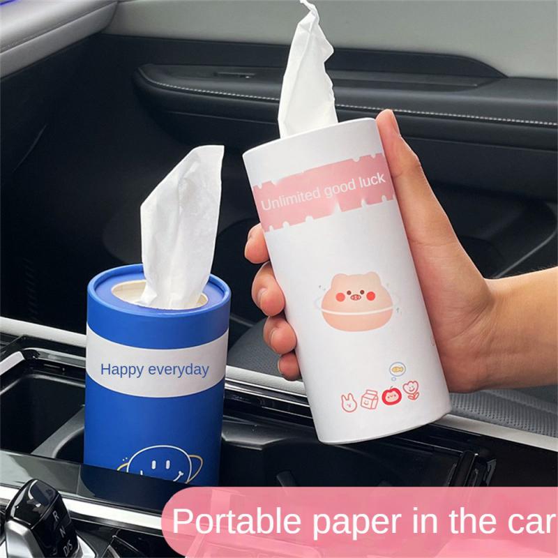 1~10PCS Cartoon Interior Decoration Creative Circular Paper Mouth Design Car Accessories Car Tissue Box Portable