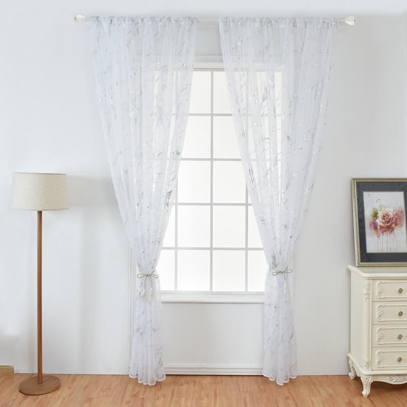 White Tulle Curtains For Living Room Marble Striped Gold Silver Printed Sheer Curtains For Bedroom Balcony Door
