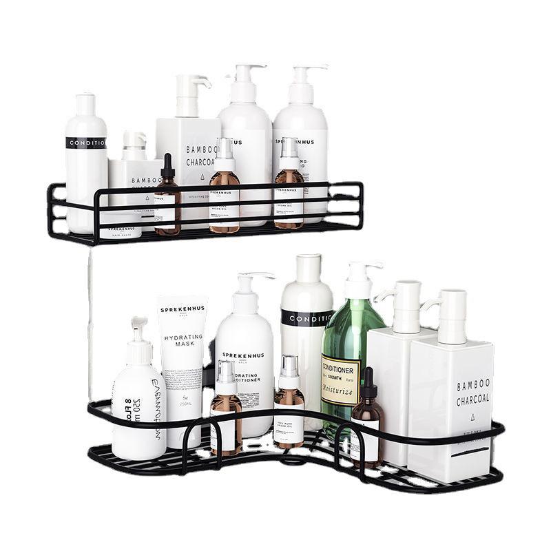Wrought Iron Triangular Corner Rack - Wall-Mounted Storage for Bathroom or Kitchen (No Drilling Required)