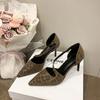 Thin Heeled Hollow Sandals 2026 Spring New Pointed Sexy High Heels, One Button Large Leopard Print Women's Shoes