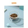Cat Glass Food Water Bowl Elevated Small Dog Double Drinking Eating Bowls Pet Transparent Feeding Basin with Stand