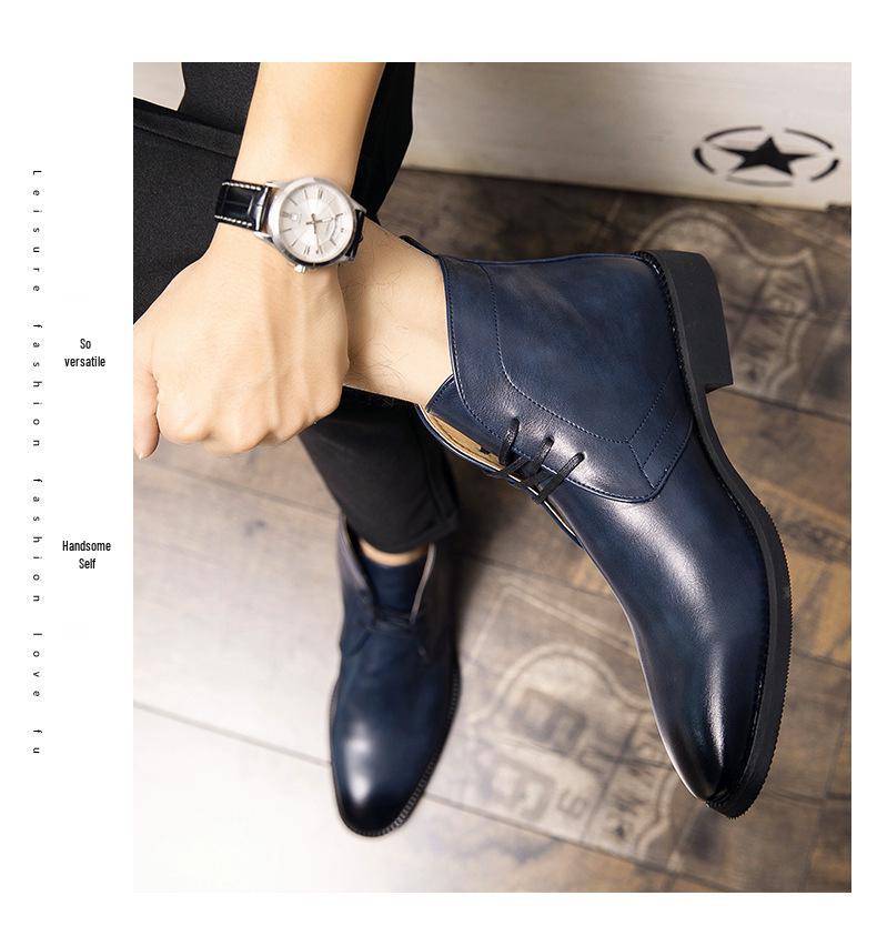Herren Übergröße Kurzstiefel - Herbst/Winter Britischer Retro Martin Stil, High-Top Business Casual Lederstiefel.