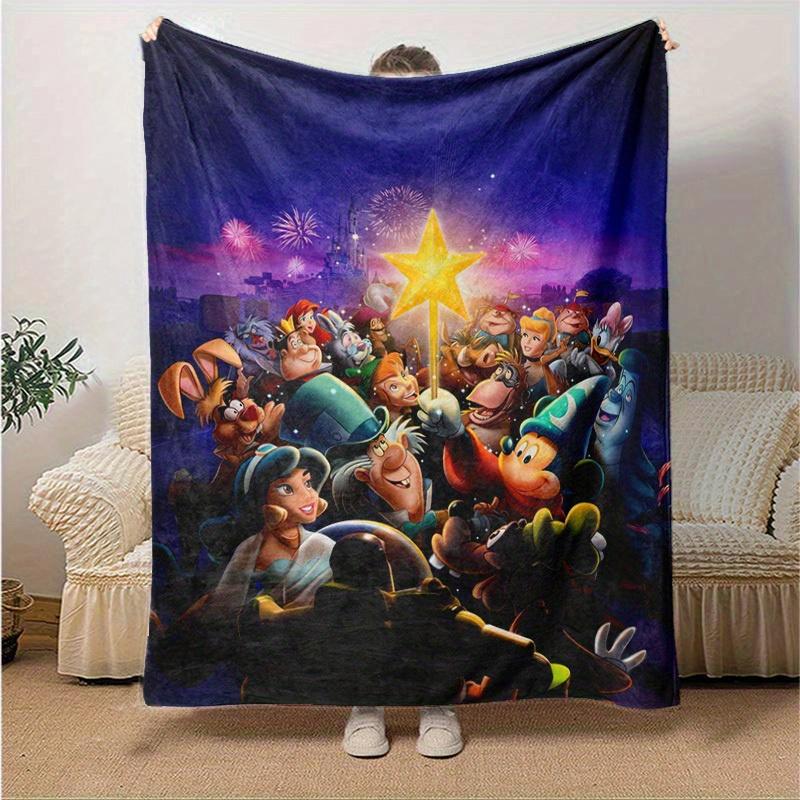 1pc, Magical Disney Characters on a Home Decorative Blanket: Perfect Gift for Bedroom, Living Room, Travel, Camping, Car