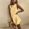 Fashion Women's Spring And Summer Solid Color Scalloped Trim Sleeveless Casual Dress