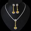 Luxury Women Jewelry Set Shining Zircon Necklace Earrings Ring Bridal Party Wedding Elegant Pendant Drop Earrings