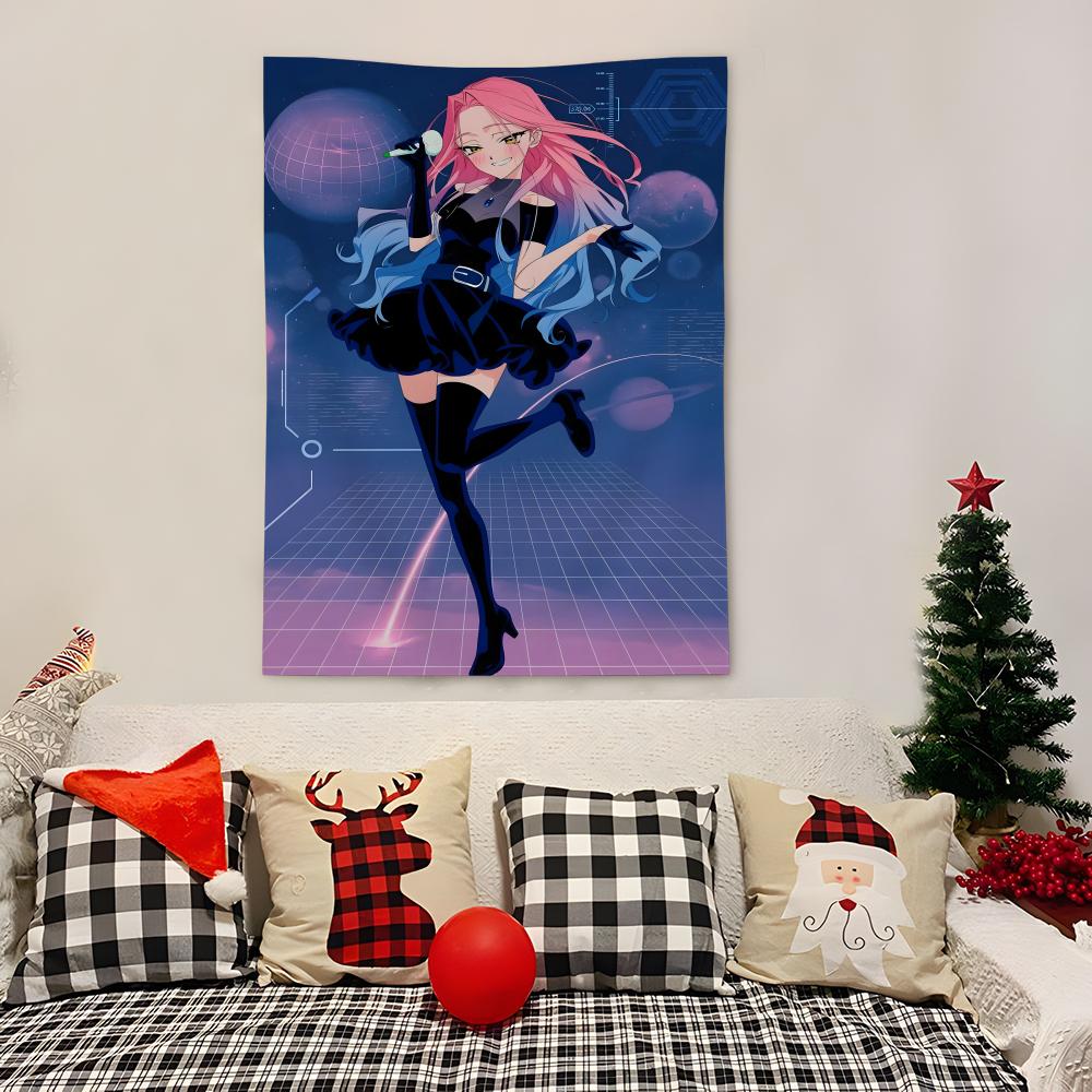

Flirty PinkHaired Anime Girl Tapestry Playful Gesture Perfect for Otaku Bedroom Decor Cute Anime Aesthetic Room Accents 74x94cm(29x37in)