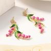Vintage Lily of the Valley Drop Oil Earrings Inlaid with Zircon Earrings, New Summer Versatile Stud Earrings, Women's Fringed Earrings.