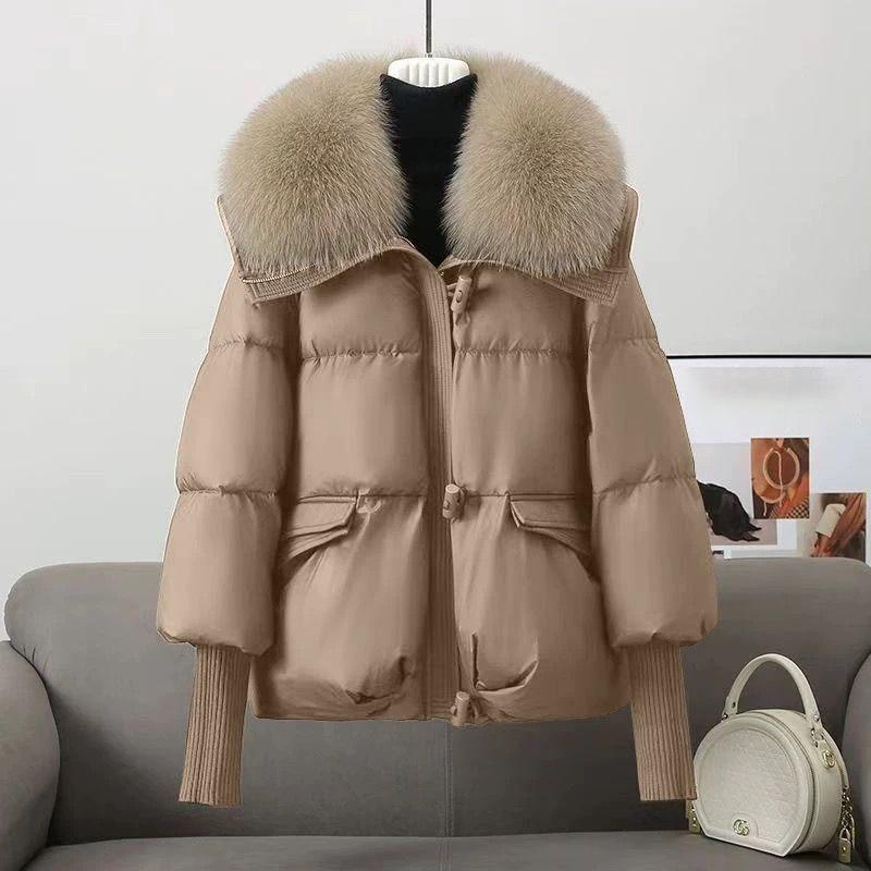 Winter Women's Warm Coat Thicken Fur Collar Jacket Short Down Cotton Loose Outwear Solid Casual Female Parkas Coats