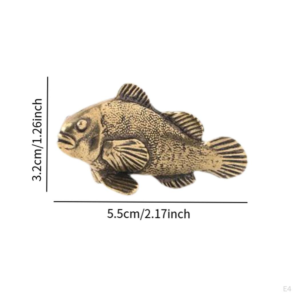 Brass Fish Figure for Desktop, Collectible Feng Shui Item Office