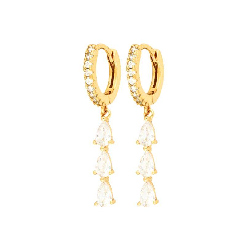 925 Silver Ear Needle White Crystal Gold Earrings for Women Luxury Water drop/Heart/Flower Pendant Earring Fine Jewelry