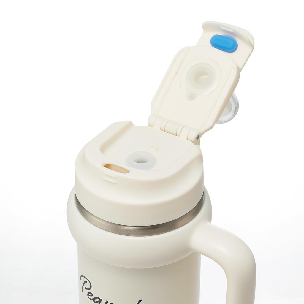 Skater Straw Tumbler, 830ml, Insulated, with Handle, 2-Way, Direct Drinking, Snoopy Badge, STSTB9-A