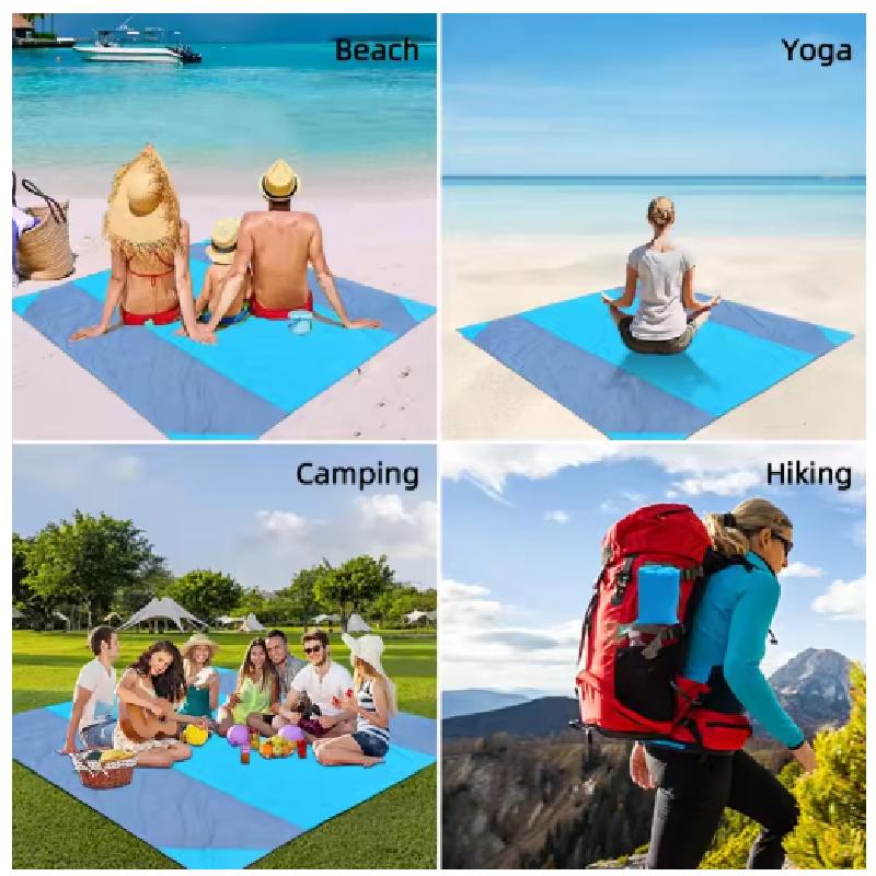 2x2.1m Waterproof Pocket Beach Blanket Folding Camping Mat Mattress Portable Lightweight Mat Outdoor Picnic Mat Sand Beach Mat