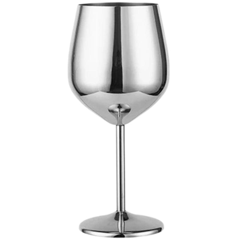 500ml Stainless Steel Wine Glass Goblet 304 Rose Gold Silver Gold Color, Durable Metal Cup for Red Wine Champagne Bar Party