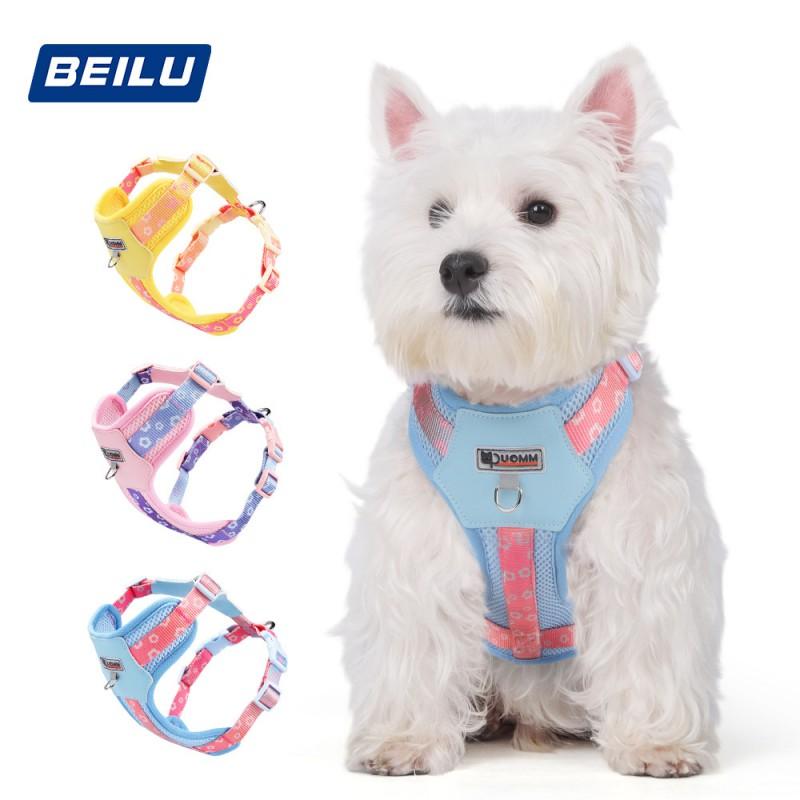 Adjustable Dog Harness Small Medium Breeds Color Block Design Comfortable Chest Vest With Leash XS To L Sizes