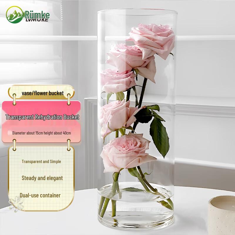 Roomco Anti-Fall Transparent Acrylic Flower Vase