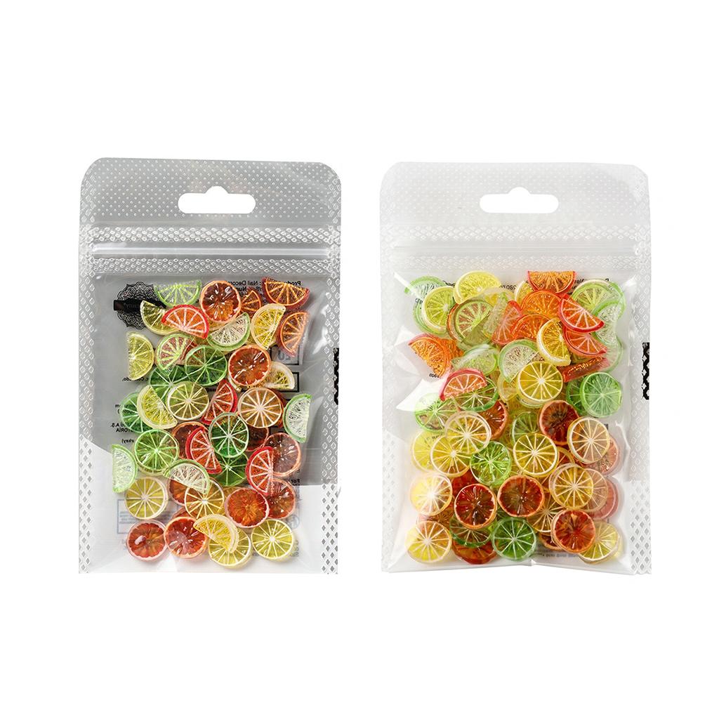Summer Style Lemon Slice-Resin Nail Art Decorations Transparent Mixed Designs For DIY Manicure
