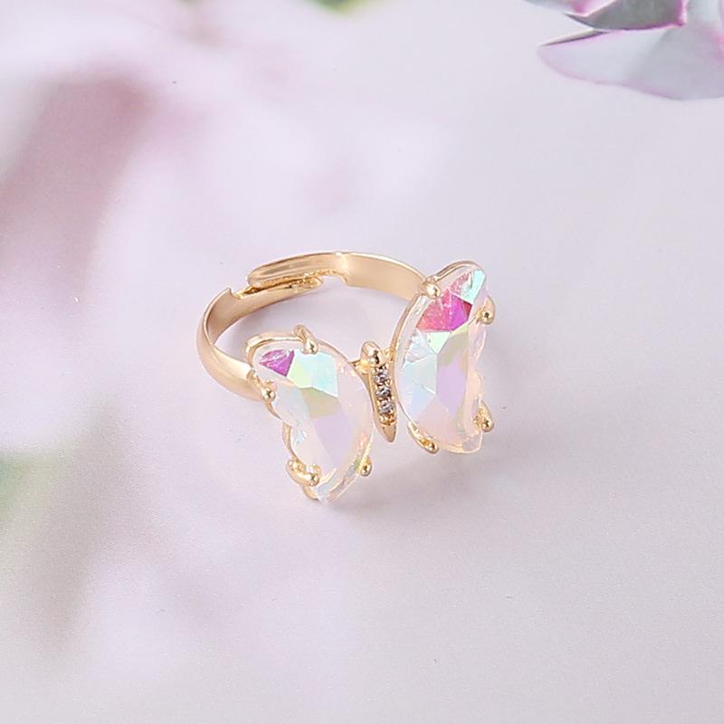 New European American Gradient Butterfly Ring Female Ins Fashion Trend Elegant Temperament Hand Ornaments For Ladies