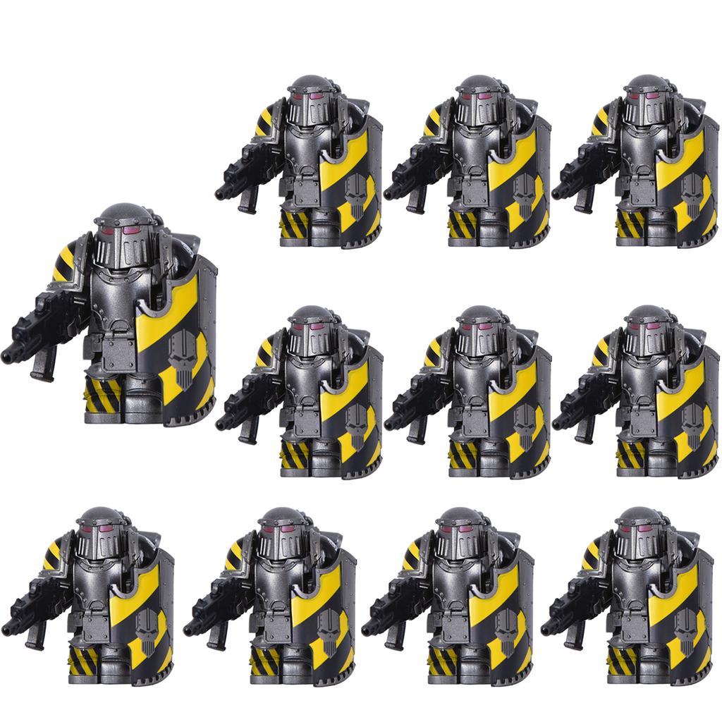 11pcs Medieval Soldiers Mini Action Knights Bracket Model Figures Weapons Robots Mecha Building Blocks Bricks Toy