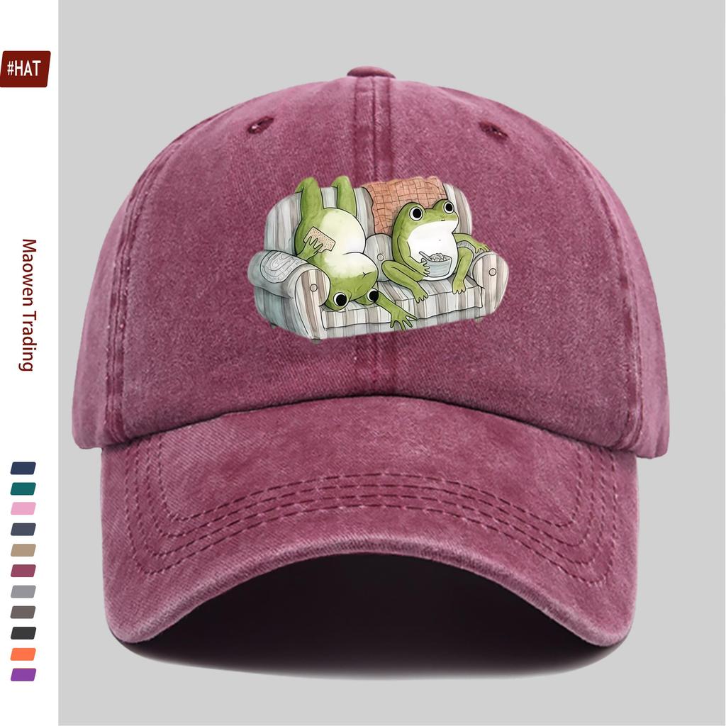 Pc Cute Casual Frog Print Baseball Cap Home Leisure Decorative Hat Fashionable Trendy Printed Papa Hat with Adjustable Stra
