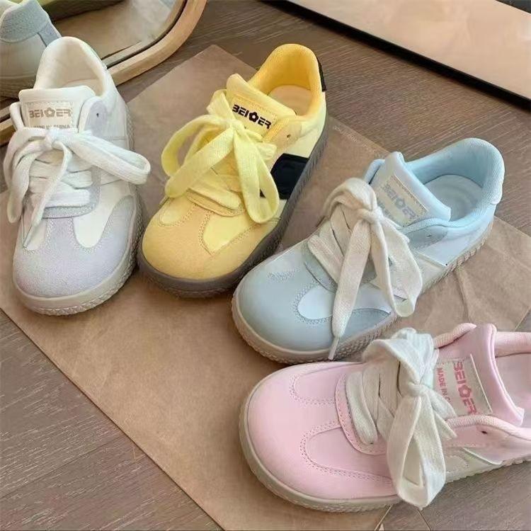 Pink Thick Baseplate Shoes Women's Moral Training 2025 Autumn New Chic Niche Versatile Student Sports and Leisure White Shoes