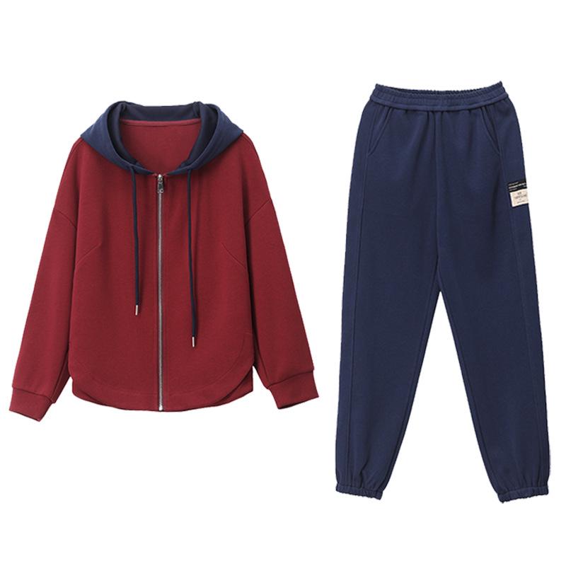 Set Hanorac Sportiv Mărimi Mari pentru Femei - Ținută Elegantă de Toamnă din Două Piese pentru Mame de Vârstă Mijlocie