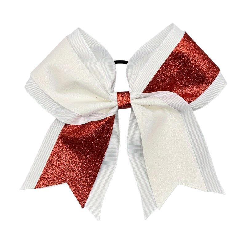 Glitter Cheerleading Bow Hair Tie with Double-Layer Elastic